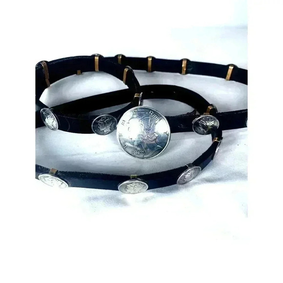 Vintage‎ Silver Mercury Dime Concho Belt Unisex  L 41" 168g - Picture 2 of 8
